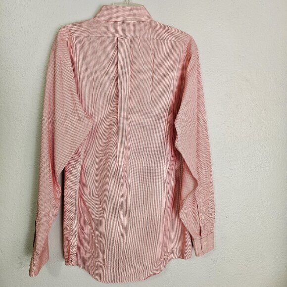 Brooks Brothers 346 Red and White Small Check Casual Minimalist Shirt Size 16.5 - Picture 3 of 6